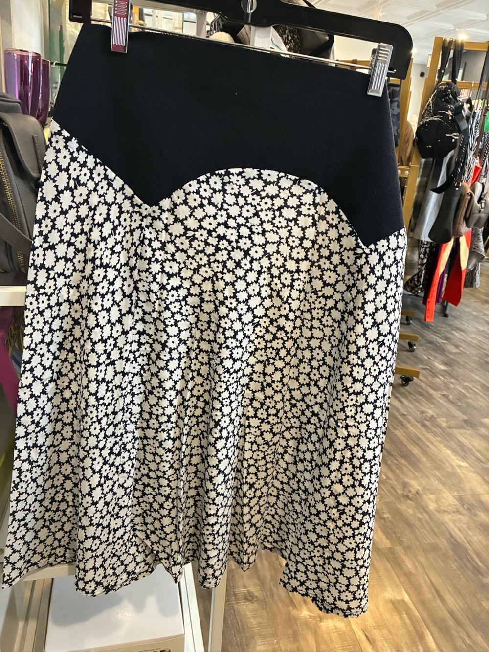 Les Copains Black and White Floral Skirt
